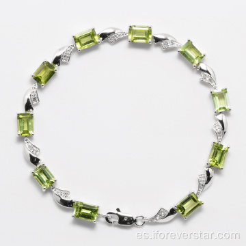 Natural peridot 925 plata esterlina nueva pulsera de oro